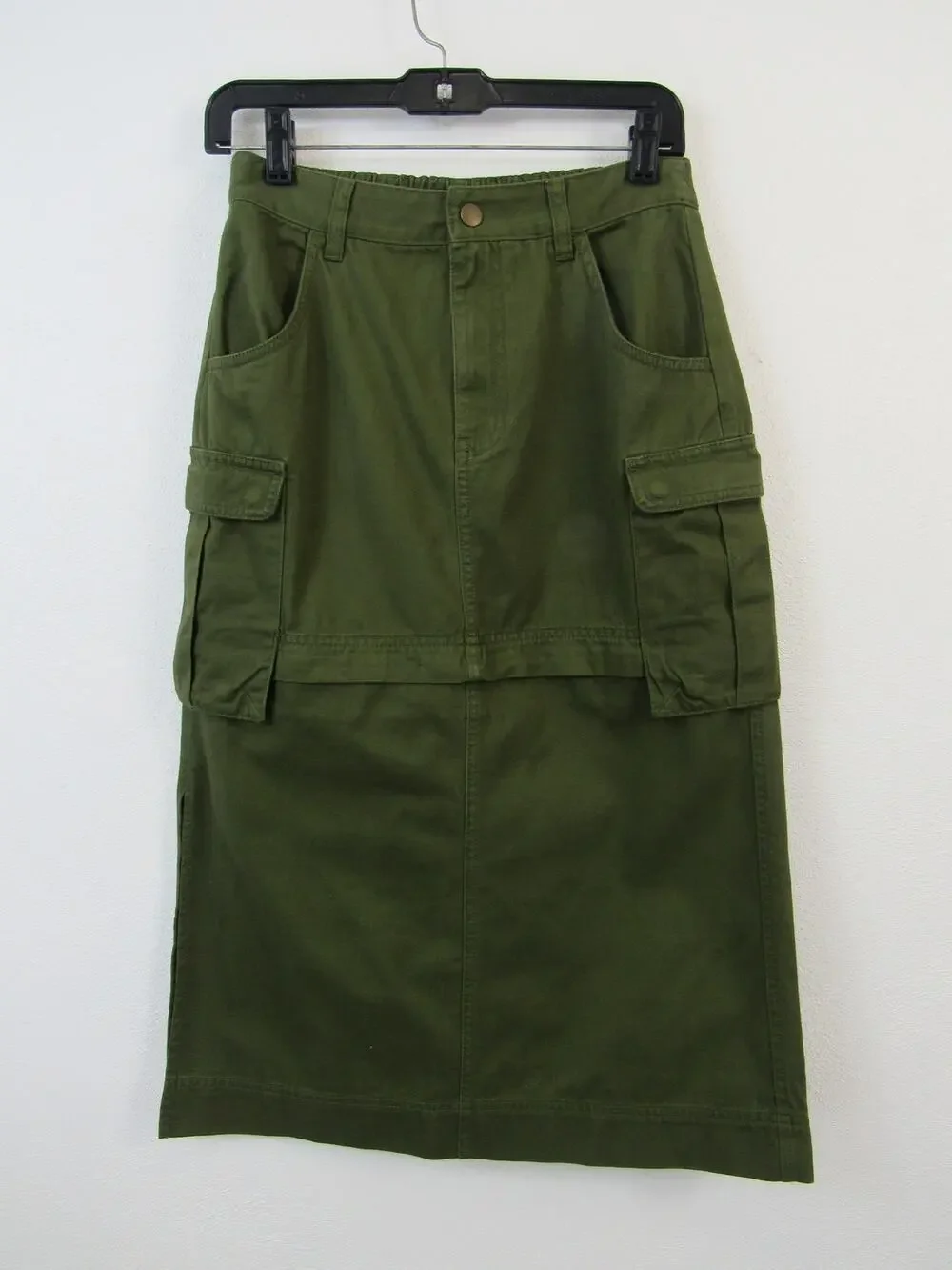 NWT Madewell XS Cargo Convertible Midi Skirt in (Re)generative Chino Olive Green